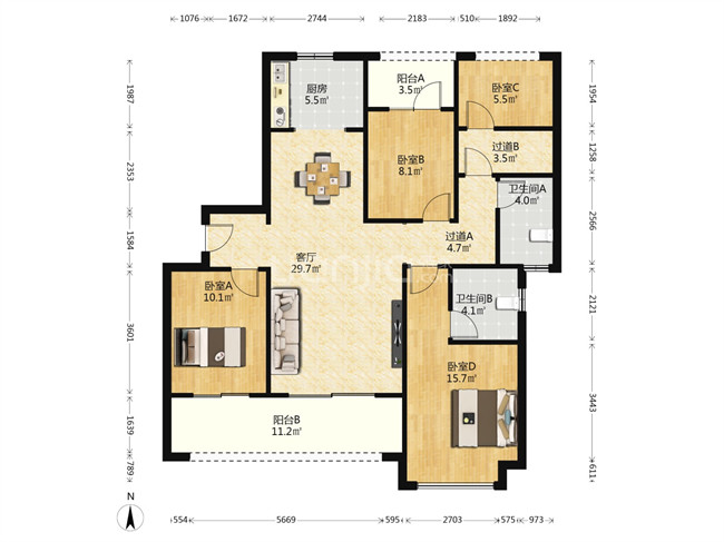 （原業(yè)主血虧 雙學(xué)位）新城觀(guān)山印法拍房1棟706室